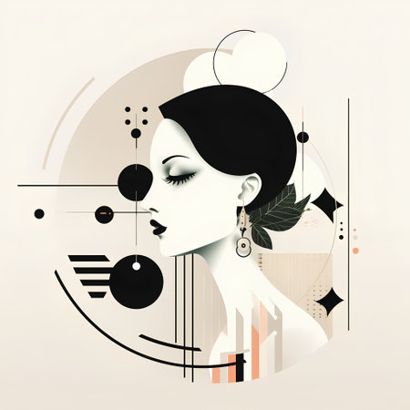 Fashion illustration of beautiful woman in retro style. Vector illustration.の素材