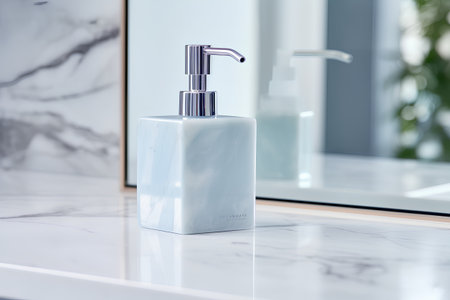 Cosmetic bottle with dispenserle countertop in modern bathroomの素材