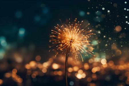 Fireworks light up the sky with dazzling display. Celebration and festive concept.の素材