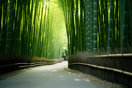Bamboo forest at Arashiyama, Kyoto, Japan.の素材