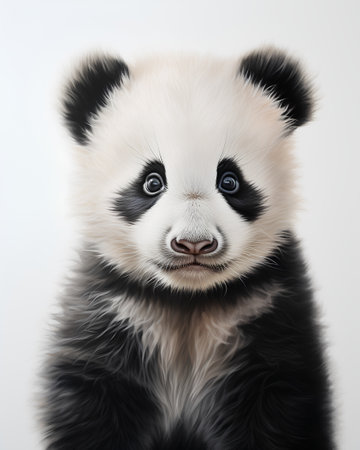 Portrait of a panda on a white background. Studio shot.の素材