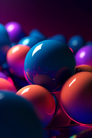 abstract 3d illustration of a group of multicolored ballsの素材