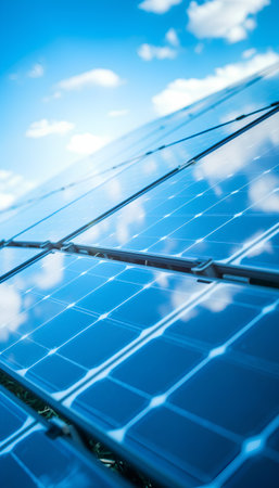 Solar panels, photovoltaic, alternative electricity source - concept of sustainable resourcesの素材