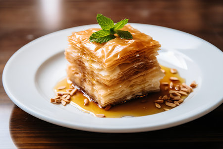 Traditional turkish dessert baklava with cashew, walnuts. toning. selective focusの素材