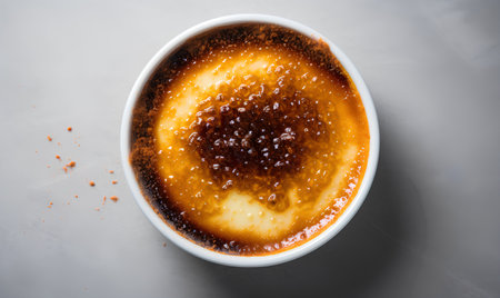Creme brulee or creme brulee in a white bowlの素材