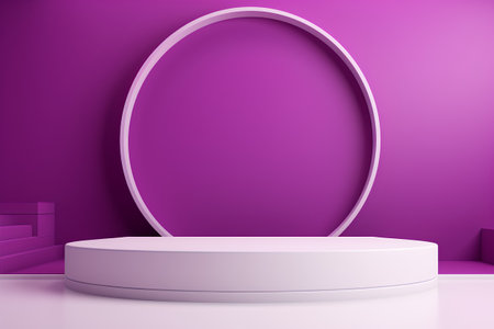 3d render, abstract minimal geometric forms. Glossy purple podium for your design, product presentationの素材