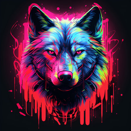 Wolf head with grunge background. Vector illustration for t-shirt.の素材