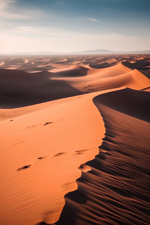 Sand dunes in the Sahara desert, Morocco. Africa. Sunsetの素材