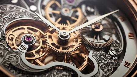 Close-up of the mechanism of an old watch. Time conceptの素材