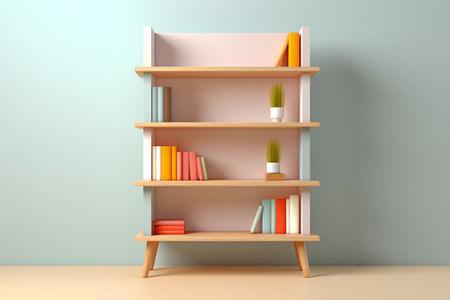 3d rendered bookshelves with books and decorations in modern interiorの素材