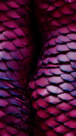 Close-up of a purple snake skin texture. 3d renderingの素材