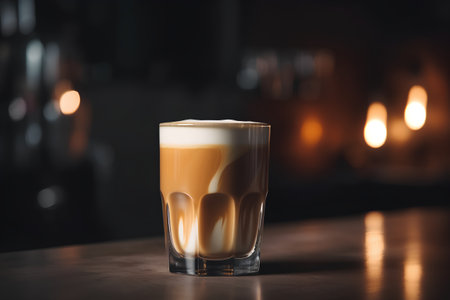 Coffee latte macchiato on the bar counterの素材