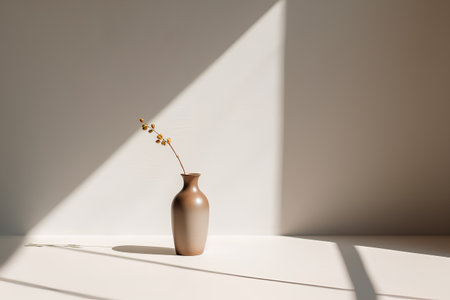 3d render of vase with dry flower in the sunlight.の素材