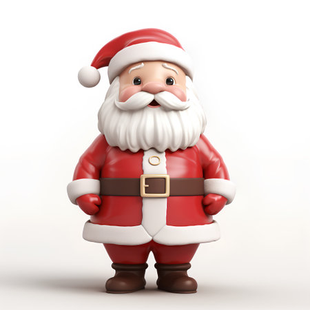 santa claus 3d illustration isolated on white background with shadowの素材