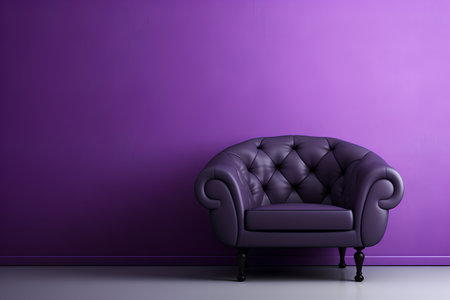 Luxury armchair in purple interior. 3D Illustrationの素材