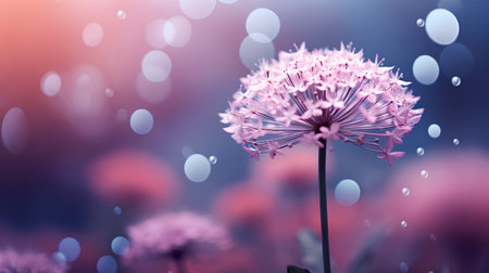 Beautiful purple onion flower with bokeh background, nature backgroundの素材