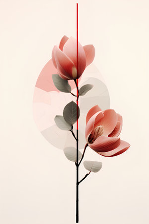 Watercolor magnolia flower. Hand drawn vector illustration. Floral backgroundの素材