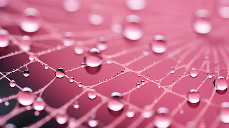 Water drops on a spider web. Abstract background. Shallow depth of fieldの素材