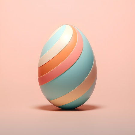 Easter egg with colorful stripes, 3d render, square compositionの素材