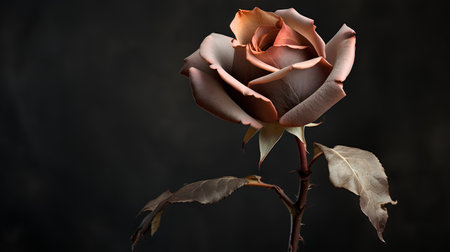 Beautiful rose on a dark background, close-up, toningの素材