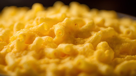 Macaroni and cheese. Macaroni with cheese on a dark background. Macroの素材
