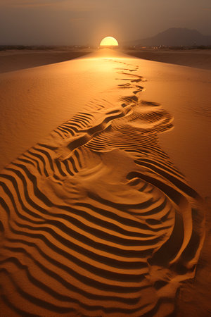Sunset in the desert of Dubai, United Arab Emirates (UAE)の素材