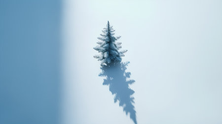 3D render of a Christmas tree on a blue background with shadowの素材