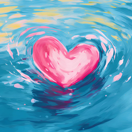 Valentine's day background with heart in water. Vector illustration.の素材