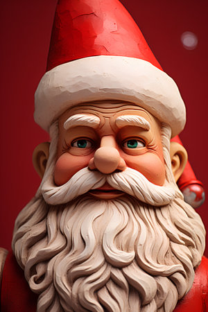 Santa Claus on red background. Christmas and New Year concept. 3d rendering.の素材