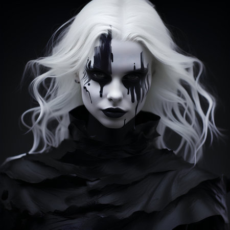 3d illustration of a woman with halloween make-upの素材