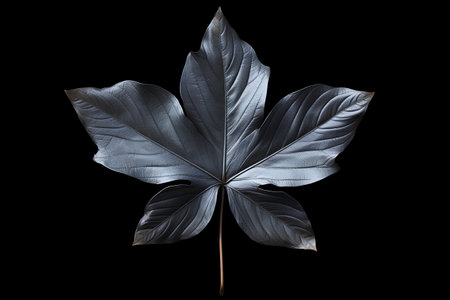 Monstera leaf isolated on black background . 3d illustrationの素材