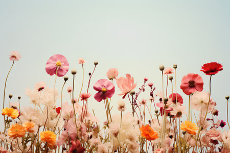 floral background with wild flowers and place for text, vintage styleの素材