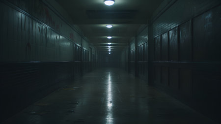 Abandoned underground corridor in the dark. 3d rendering.の素材