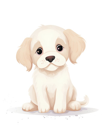 Cute cartoon dog. Vector illustration isolated on a white background.の素材