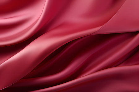Red satin background with drapery. 3d render illustrationの素材