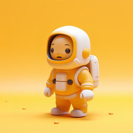 Cute Cartoon Astronaut Character. 3D Render Illustration.の素材