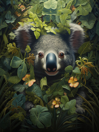Koala in the jungle. Illustration of a koala in nature.の素材
