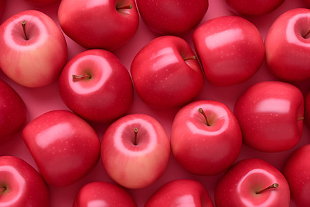 Background made of red apples. 3d rendering, 3d illustration.の素材