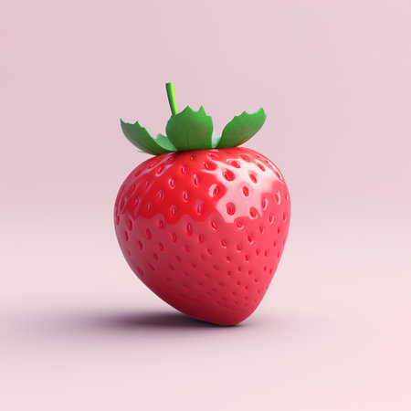Strawberry isolated on pink background. 3d render illustration.の素材