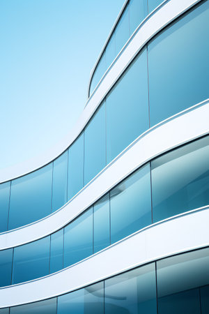 Modern office building with glass facade. Vector illustration. Eps 10.の素材