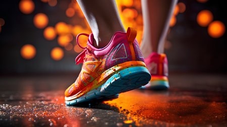 Running shoes close-up. Sport and healthy lifestyle concept. 3D Renderingの素材
