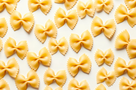 Seamless pattern of uncooked farfalle pasta. Vector illustrationの素材