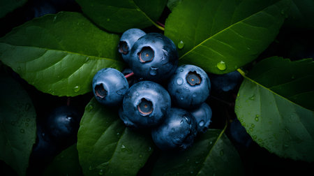 Blueberries on a dark background. Shallow depth of field. Toned.の素材
