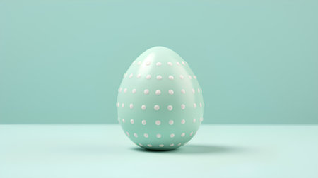 Easter egg with polka dots on pastel blue background. 3d renderの素材