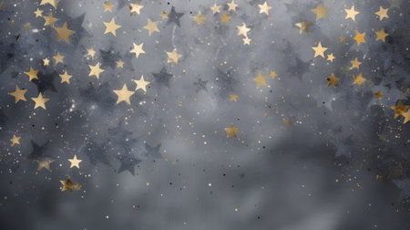 Grunge metal background with golden stars. 3d render illustrationの素材