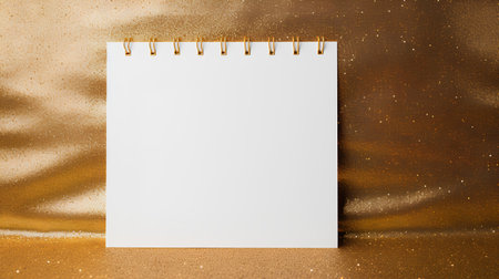 Blank paper calendar on golden background. Mock up, 3D Renderingの素材