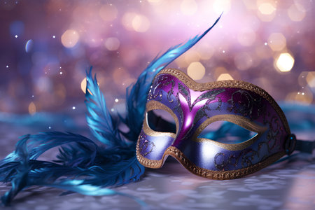 Beautiful Venetian carnival mask on bokeh backgroundの素材