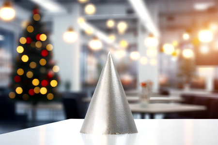 Christmas tree decoration on the table in the restaurant with bokeh backgroundの素材