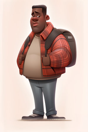 Young african american man with backpack. 3D illustration.の素材