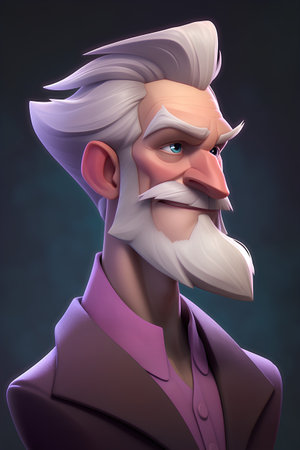 Portrait of an old man with a beard. 3d renderingの素材